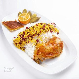 زرشک پلو با مرغ سس پز